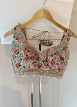 Blush Pink Floral Lehenga - hover