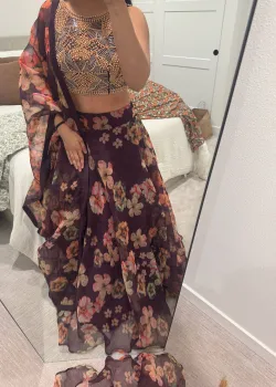 Purple Floral Lehenga  - hover
