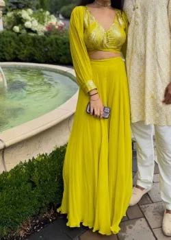 Yellow Tie-Back Wide Leg Sharara Set