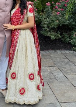 White and Red Lehenga