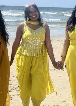 Yellow Peplum Dhoti Set