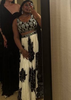 Black and White Printed Lehenga