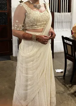 Ivory Lehenga Sari - hover