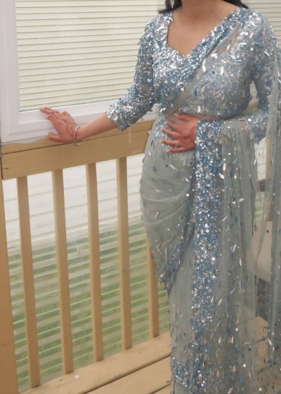 Ice Blue Cocktail Sari
