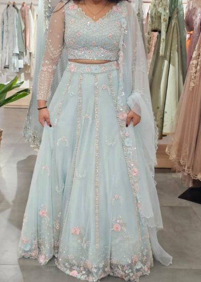 Pastel Ice Blue Lehenga