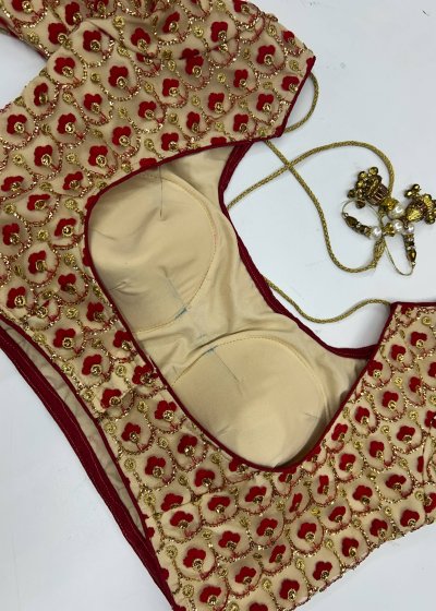Gold and Maroon Sari Blouse