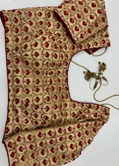 Gold and Maroon Sari Blouse