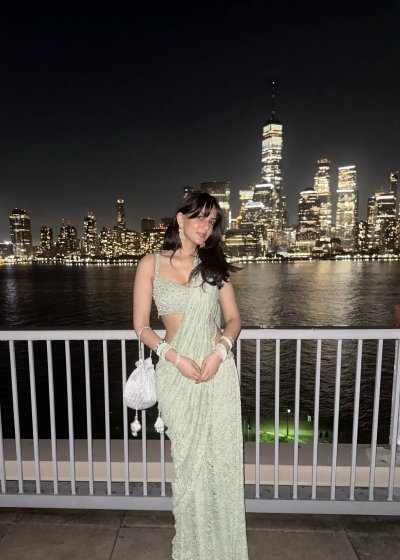 Sage Green Pre-Draped Lace Sari