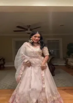 Pastel Pink Embroidered Lehenga - hover