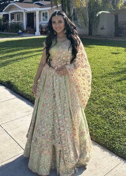 Pastel Green Floral Lehenga