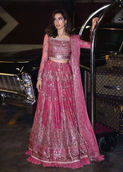 Hot Pink and Silver Mirror Lehenga
