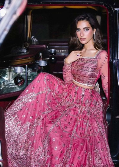 Hot Pink and Silver Mirror Lehenga