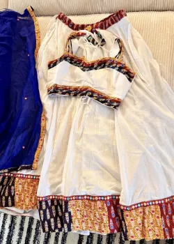 White and Blue Lehenga - hover