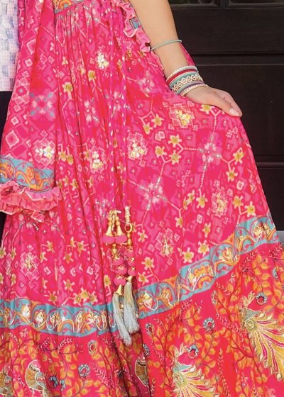 Rani Pink Geometric Floral Lehenga