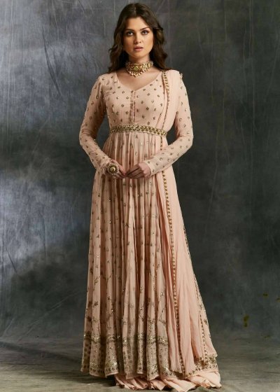 Pink Georgette Jacket Set