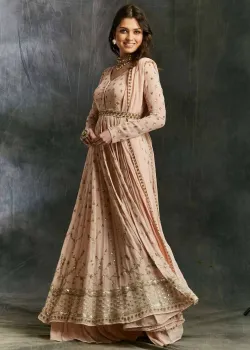 Pink Georgette Jacket Set - hover