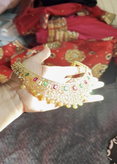Multicolor Necklace with Hanging Pearls