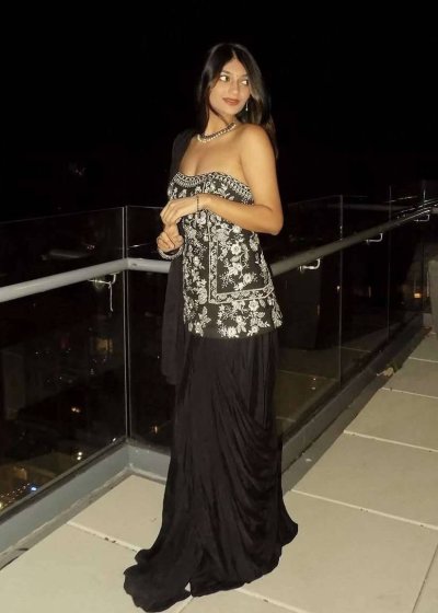 Black Embroidered Pre-Draped Corset Sari