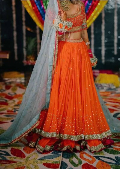 Orange Tiered Lehenga