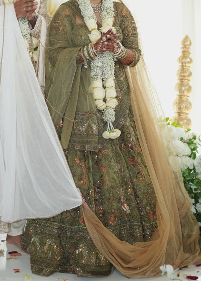Green Fayroz Lehenga Set