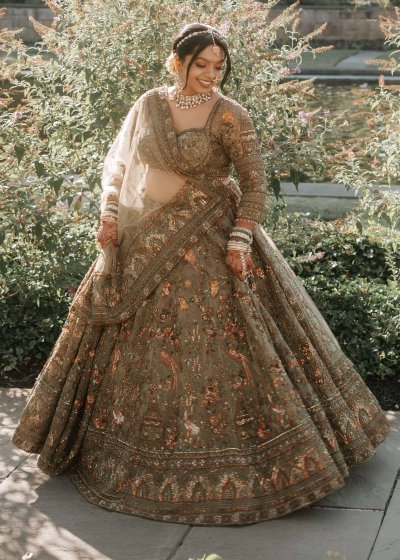 Green Fayroz Lehenga Set