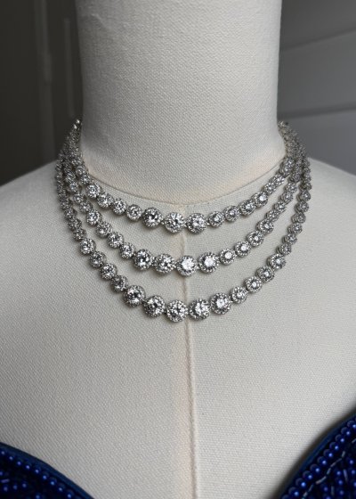 Triple Layer Diamond Necklace Set