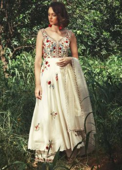 White Floral hand work Anarkali from Priyanka Jain
