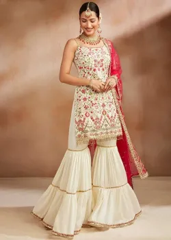 Off-White Multicolor Embroidered Gharara