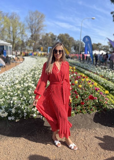 Red Polkadot Maxi Dress