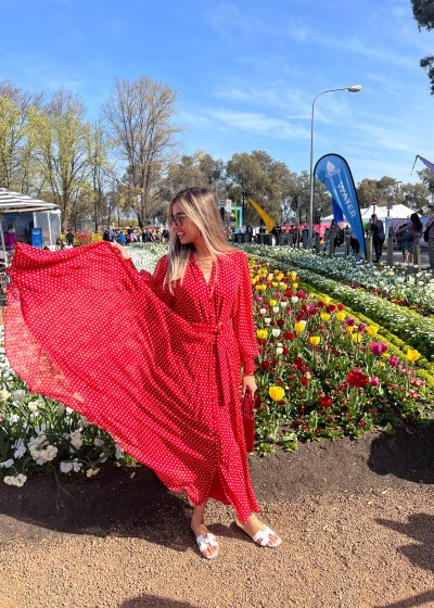 Red Polkadot Maxi Dress