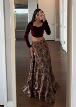 Velvet Printed Lehenga