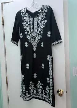Black and White Kurta Top