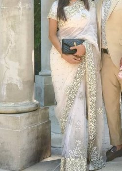 White Embellished Sari