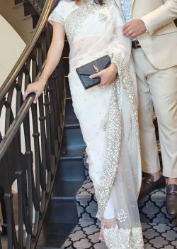 White Embellished Sari