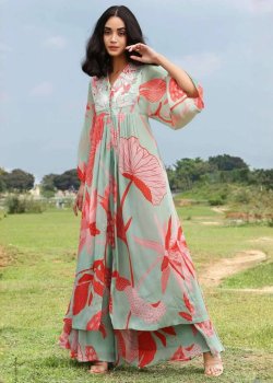 Front Slit Zardozi Sharara Set