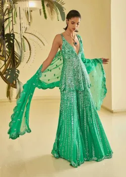 Green Mirrorwork Sharara