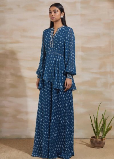 Peacock Blue Sharara Set