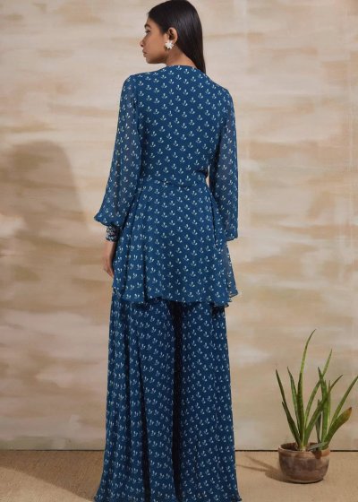 Peacock Blue Sharara Set