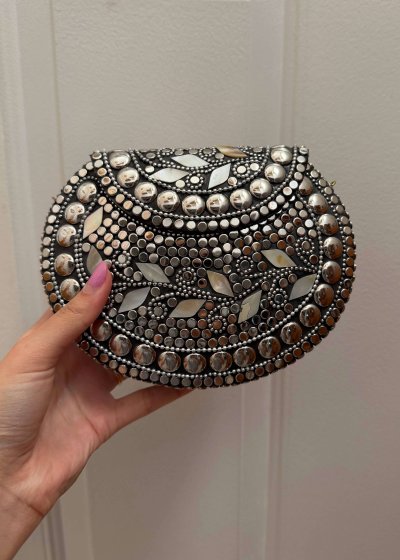 Silver Mirror Hardshell Purse