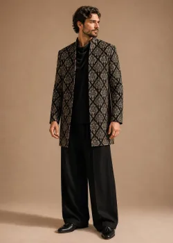 Black Open Jacket Set