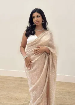 Beige Sequin Sari