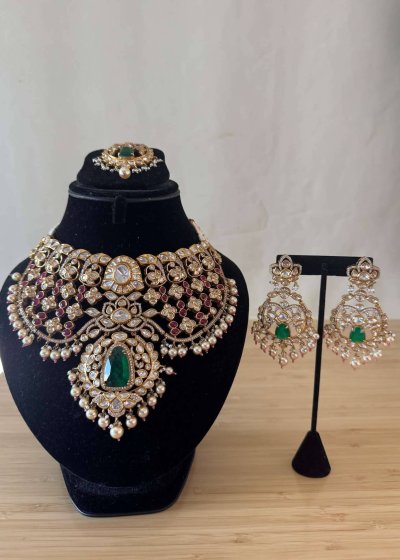 Emerald Rani Kundan Set