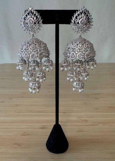 Chandni Silver Jhumka Earrings