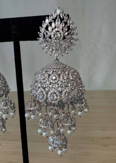 Chandni Silver Jhumka Earrings