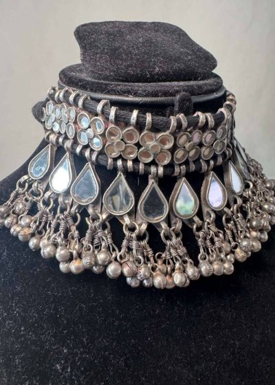 Oxidized Mirror Ghungroo Choker