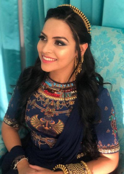 Navy Blue Egyptian Printed Sari Gown