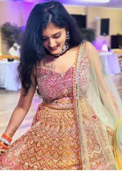 Colorblock Embellished Lehenga - hover