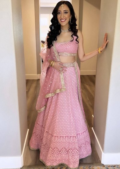 Pink Chikankari Lehenga