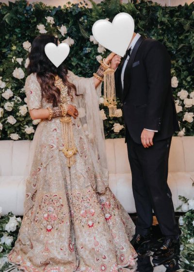 Beige Embroidered Bridal Lehenga  