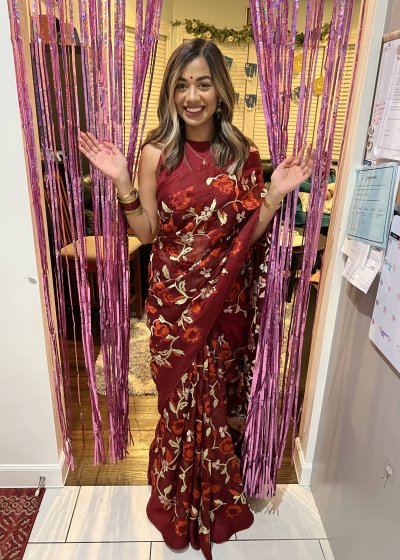 Red Floral Sari
